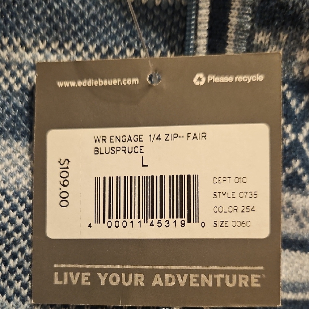 Blue Patterned Half-Zip Sweater NWT - image 13